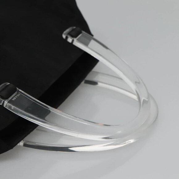 PRADA Hand Bag Nylon Plastic Black Silver Auth 129008 - Picture 8 of 14